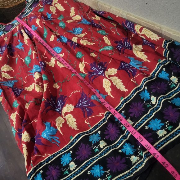 Phases Vintage Retro Women's Long Dress w/Pockets, Red Multicolored, 4X - Picture 8 of 10